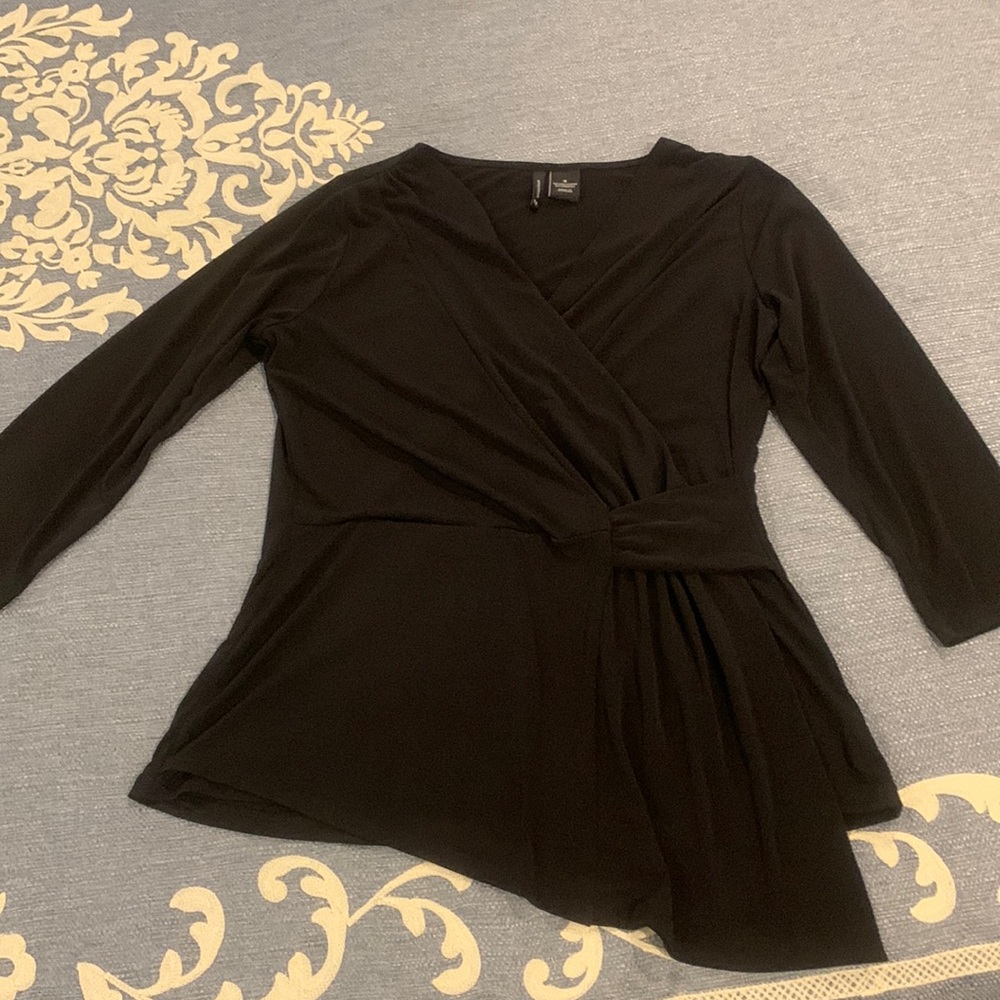 New Directions Black Sz S Top w/3/4 sleeves